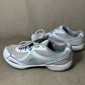 Skechers Rock N Fit Sneakers Womens 8M White‎ Silver Turquoise Walking Shoes